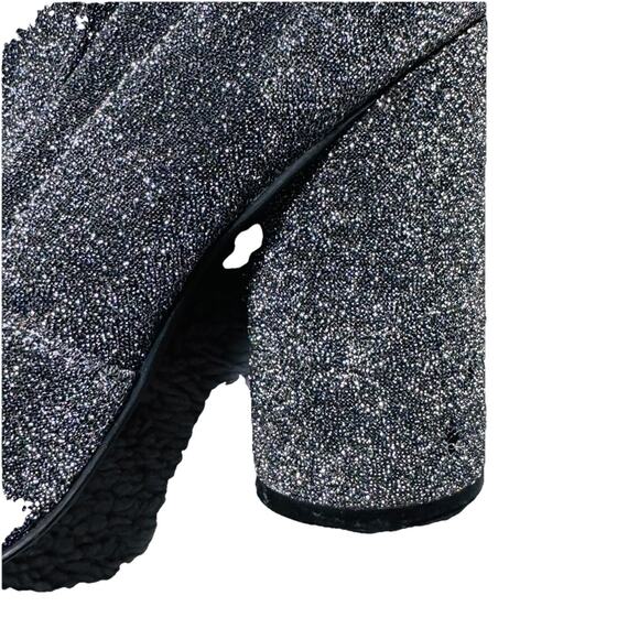 Steve Madden Garrick Silver Sparkle Block Heel Ankle Boots Womens sz 7.5 - Picture 4 of 8